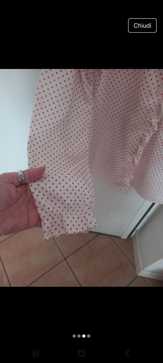 Camicia a pois bianca e rossa