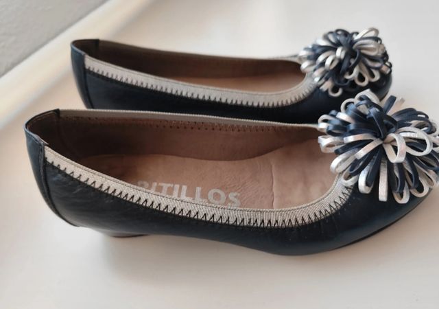 Pitillos manoletinas tacón de piel n° 36 nuevo