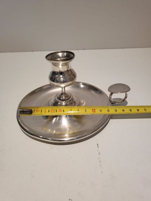 Juego portavelas plateado