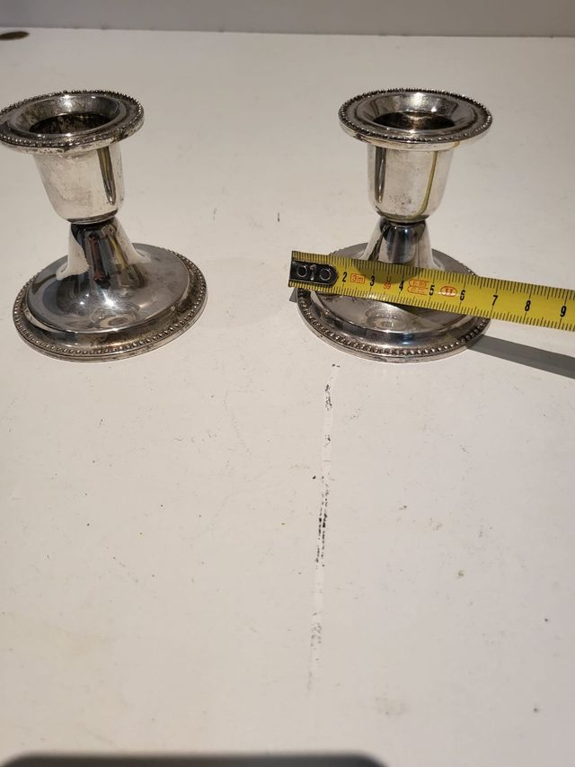 Juego portavelas plateado