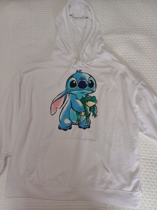 Sudadera Stitch - blanca Talla Grande