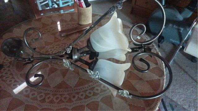 Lámpara de metal y cristal - 3 tulipas 