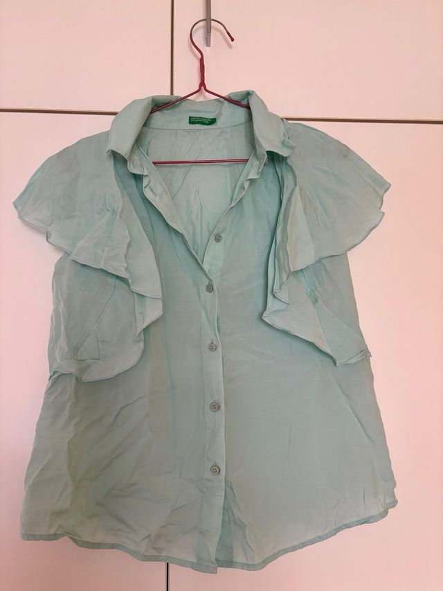 Blusa Benetton turquesa manga corta