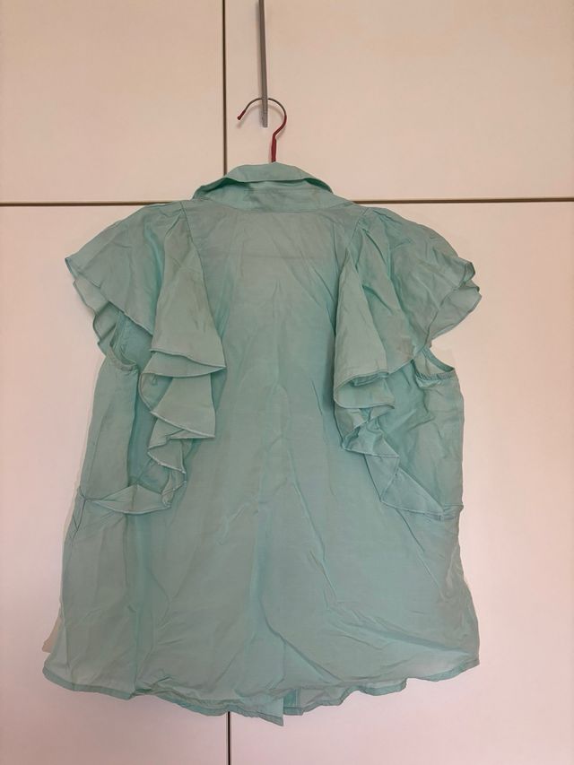 Blusa Benetton turquesa manga corta