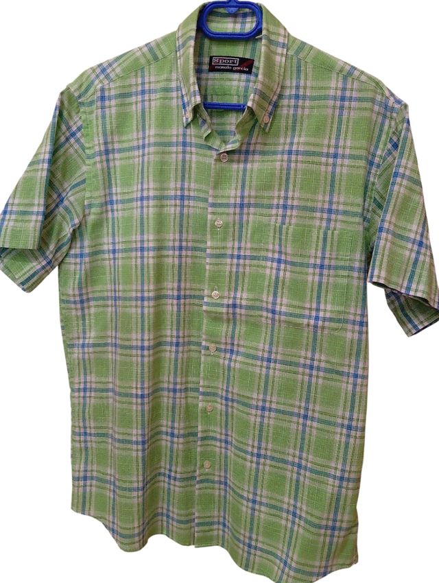 Camisa verde y azul de cuadros