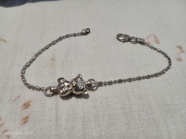 Pulsera plata osito - Joya plata de ley