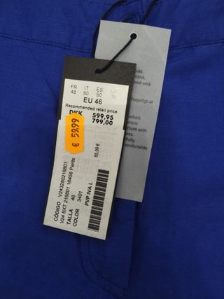 Pantalón nuevo de lino azul para mujer