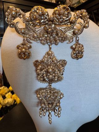 Aderezo fallera adulto: beige y dorado
