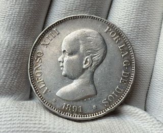Moneda 5 Pesetas Alfonso XIII 1891