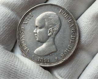 Moneda 5 Pesetas Alfonso XIII 1891