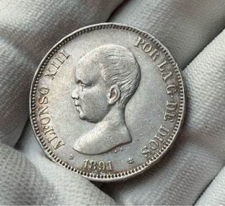 Moneda 5 Pesetas Alfonso XIII 1891