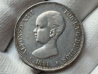 Moneda 5 Pesetas Alfonso XIII 1891