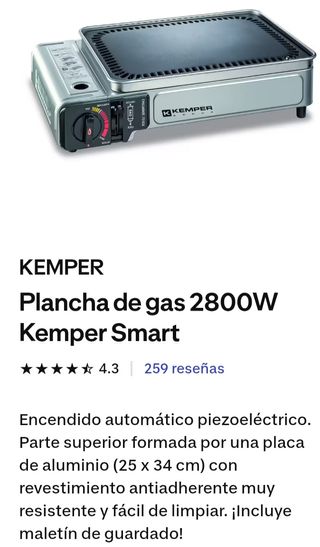 Plancha a gas Kemper Cocina portátil
Nueva sin uso