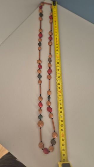Collar largo madera-rojo