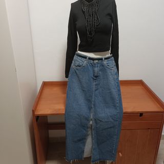 Falda vaquera larga Stradivarius S/M