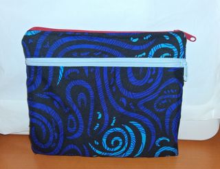 Neceser azul y estampado africano -Dos cremalleras