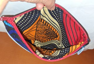 Neceser azul y estampado africano -Dos cremalleras