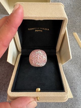 Sortija oro rosa brillantes y zafiros rosas 