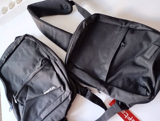 2 mochilas negras: bandolera y espalda. Nuevas.