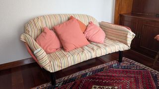 Sofá cama rayas beige-naranja