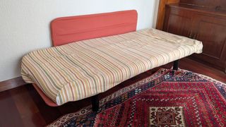 Sofá cama rayas beige-naranja