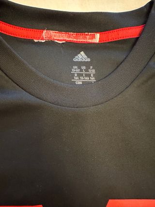 Camiseta juvenil Adidas negra y roja - Talla 13-14