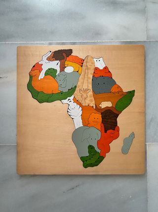 Puzle África: Animales de madera
