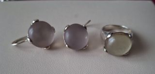 Juego plata: anillo y pendientes