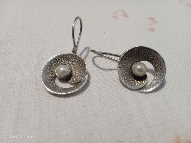 Pendientes plata de ley con perla