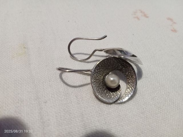 Pendientes plata de ley con perla