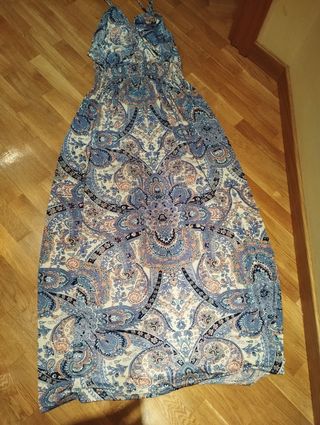 Vestido largo estampado paisley