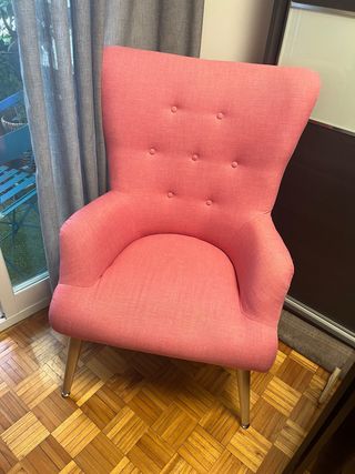 Sillón rosa - Tela y metal