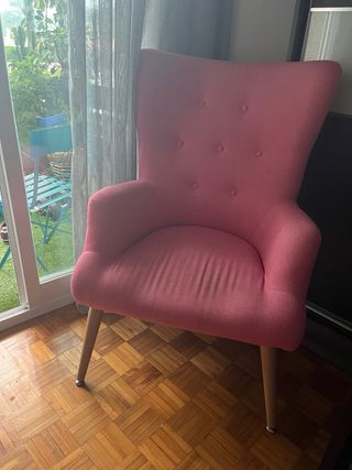 Sillón rosa - Tela y metal