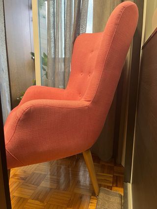 Sillón rosa - Tela y metal