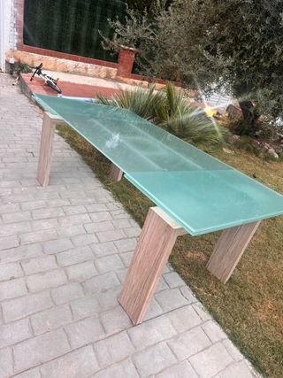 Mesa cristal extensible madera - Comedor