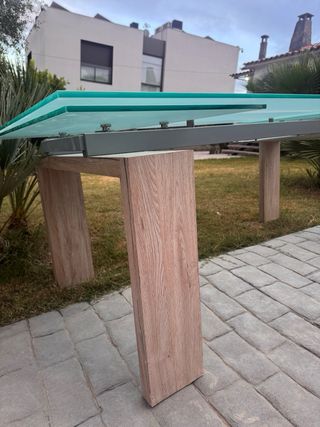 Mesa cristal extensible madera - Comedor
