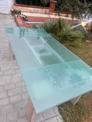 Mesa cristal extensible madera - Comedor