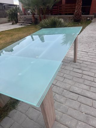 Mesa cristal extensible madera - Comedor