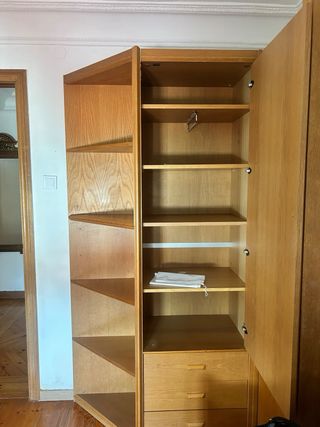 Armario esquinero madera + cama 90