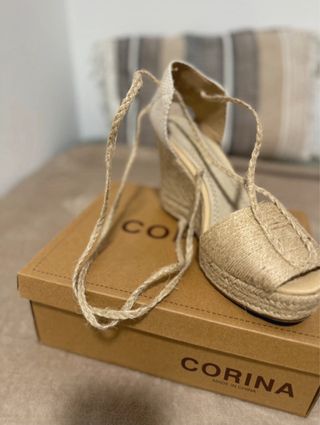 Sandalias cuña esparto Corina beige