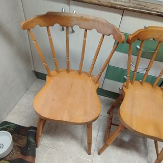 Mesa redonda + 4 sillas madera RESTAURAR