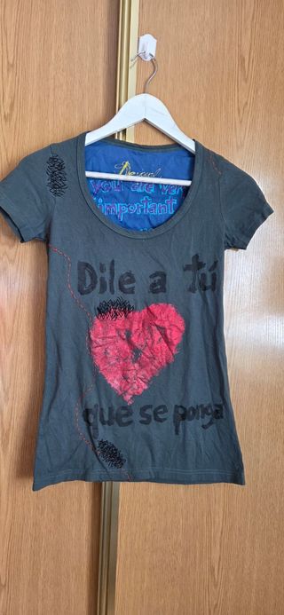 Camiseta Desigual S - Gris Roja