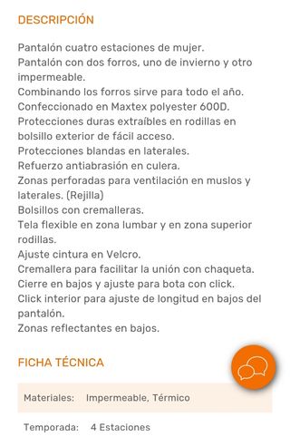 Pantalón moto cordura mujer XL
