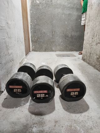 Banco pesas + discos musculación