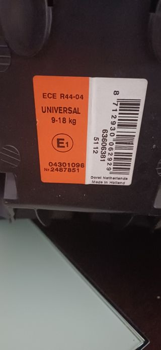 Silla coche Maxi-Cosi, sin isofix, de 9 a 18 km.