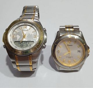 2 Relojes Casio dorados y plateados