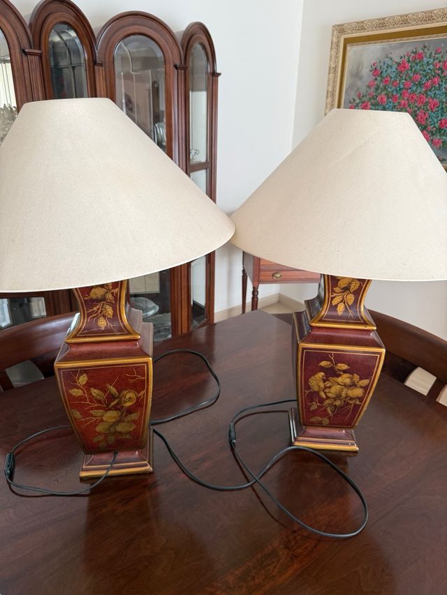 2 lampade da tavolo - oro e marrone