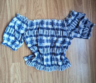 Blusa Zara azul - top hombros caídos