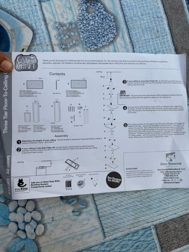 Rascador gato gris CatCraft 238-274cm Ajustable