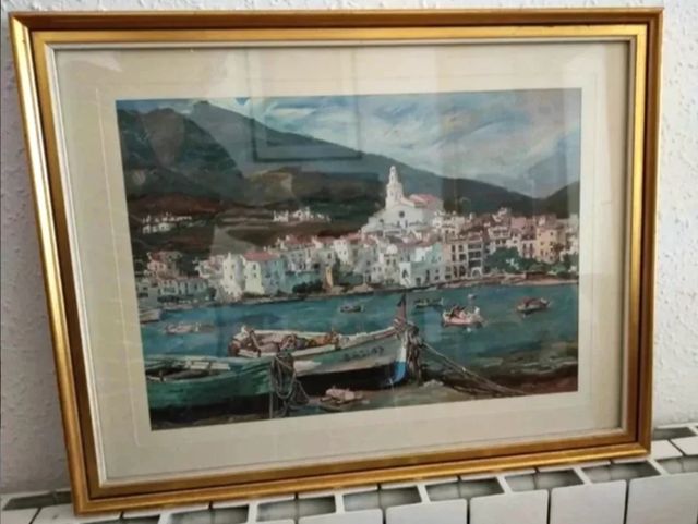 Cuadro antiguo paisaje marinero